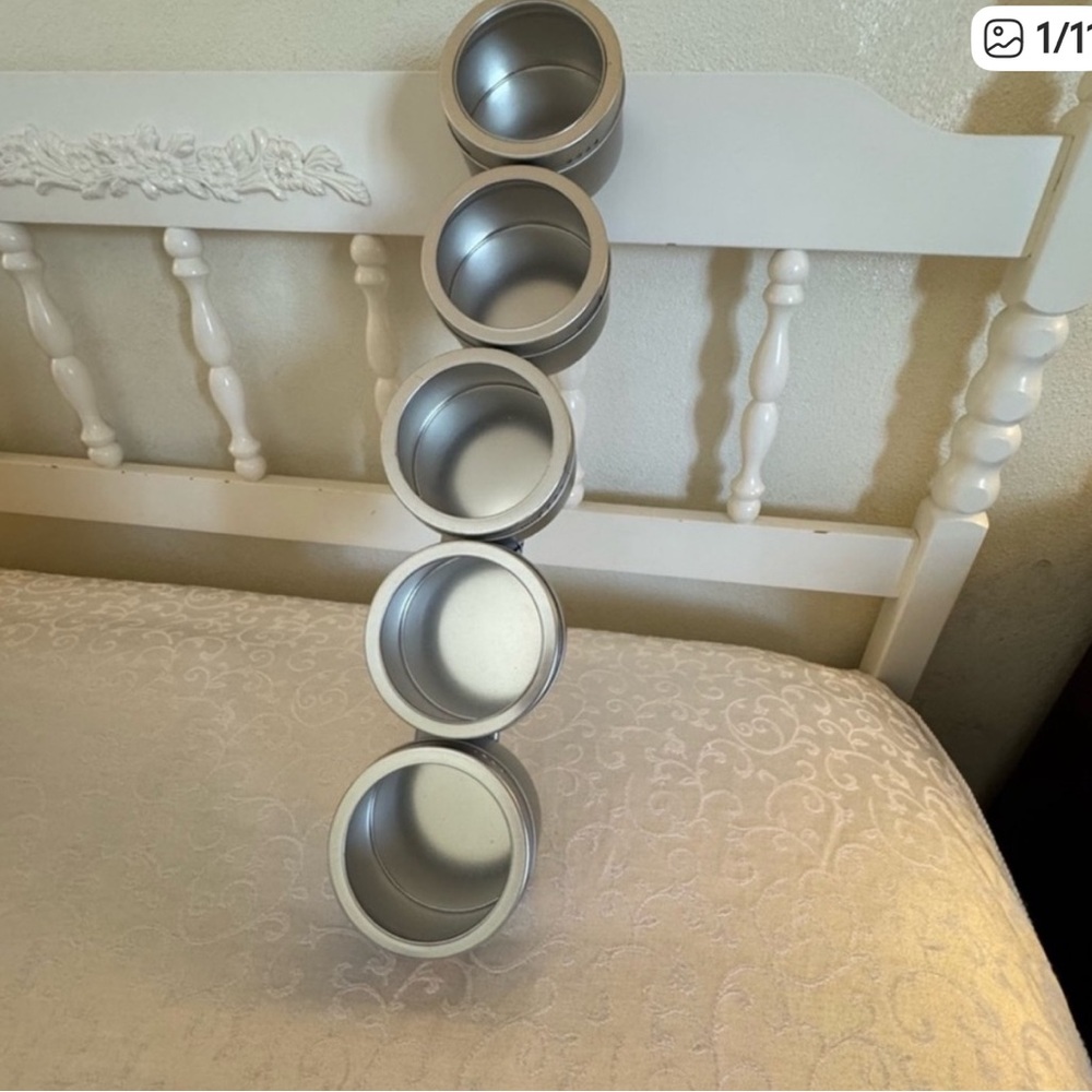 IKEA Metal Bar With Five Stainless Steel Magnetic Storage Containers